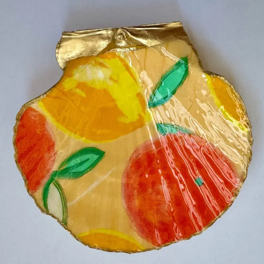 Vintage Citrus Fruit Botanical Trinket Dish